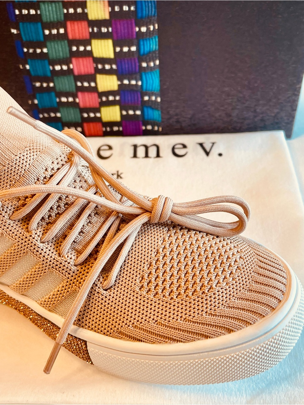 NIB BERNIE MEV BERNICE ROSE GOLD MEMORY FOAM KNIT BEDAZZLED SIDE SOLE SNEAKER 7 - Picture 5 of 15
